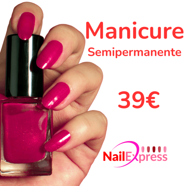 Manicure semipermanente professionale a Firenze – NailExpress – Smalto fucsia brillante su unghie curate